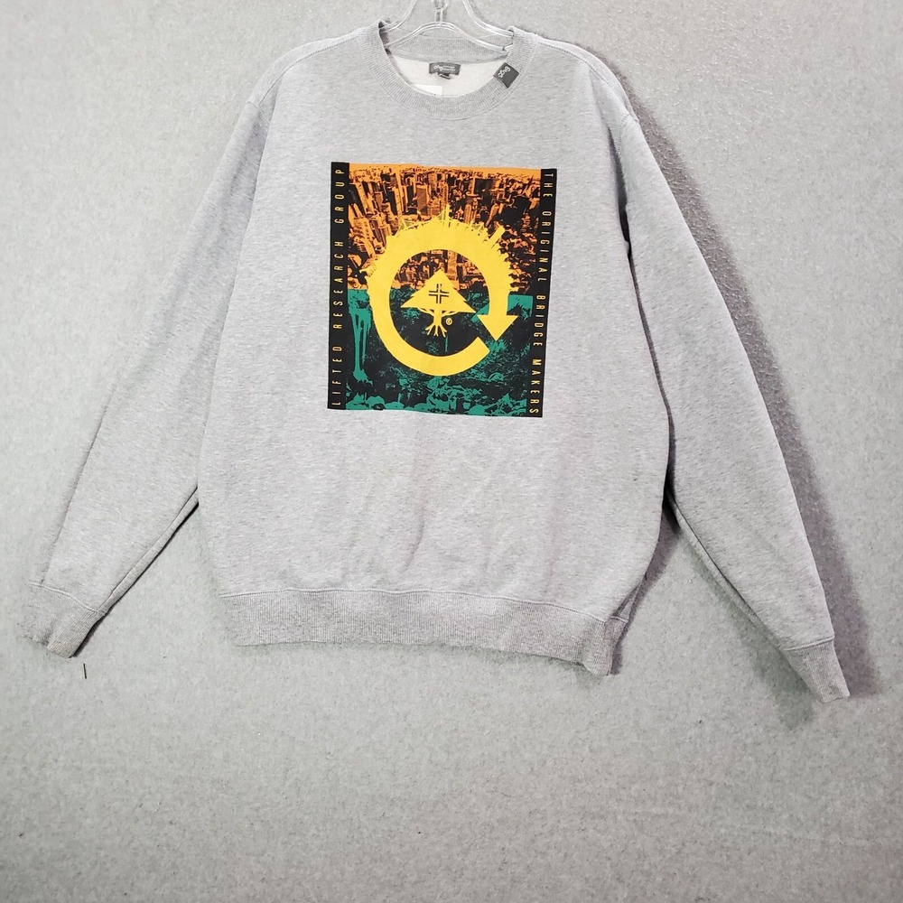 Lifted Research Group Men Sweatshirt Large Gray LRG Logo Recycle Pullover READ